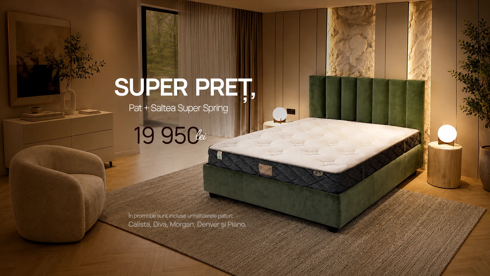Pat și saltea Super Spring la un preț special